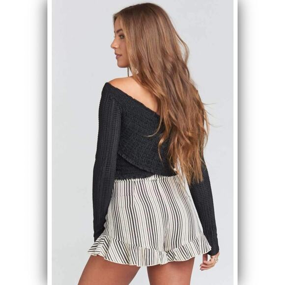 Show Me Your Mumu Connie Top Long Sleeve Cropped Black Women's Size Small NWOT - Picture 6 of 9